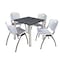 Kee Kee Square Table & Chair Set, Wood, Metal, Plastic Top, Grey TB3030GYBPCM47GY - alternate 1